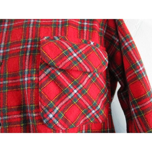Pendleton Woolen Mills Mens Medium Red Plaid Wool Shirt Made in USA Vintage 1960 - Picture 2 of 16